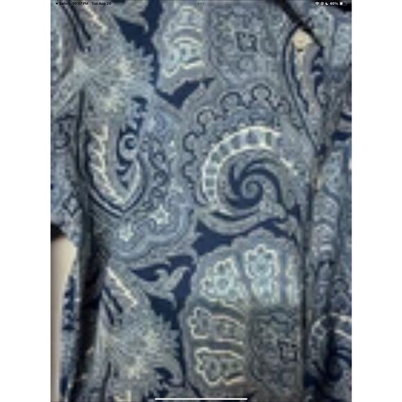 Lauren Ralph Lauren Dress BLUE Paisley Button Down Shirt Dress Oversized SMALL - Picture 4 of 12